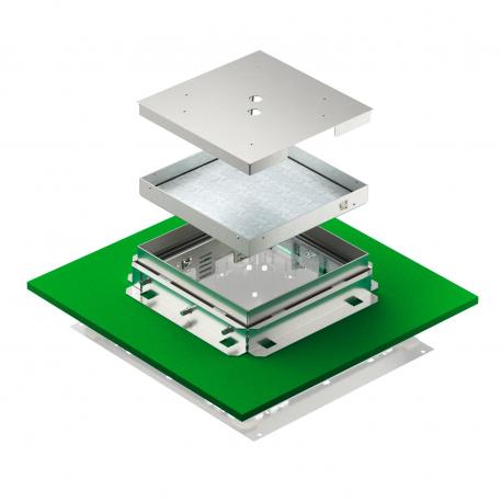 Height-adjustable, decouplable cassette for inspection opening, stainless steel